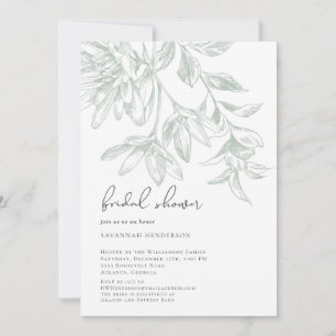 Invitación Clásica Elegante Línea Dibujada Floral Ducha Nupci
