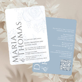 Invitación Clásica elegante tipografía audaz Dusty Blue RSVP