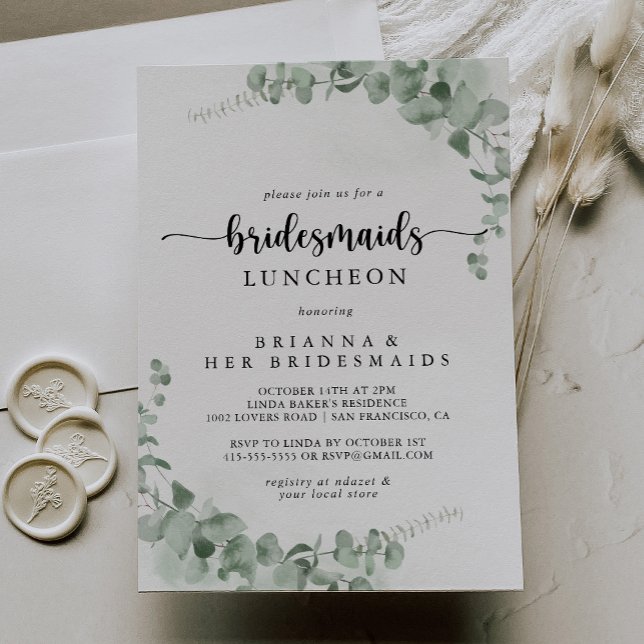 Invitación Clásica Eucalyptus Bridesmaids Ducha de almuerzo (Subido por el creador)