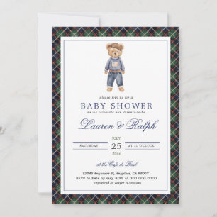Invitación Clásica Fiesta de Baby Shower de Niño Oso Polo