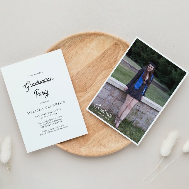 Invitación Clásica fiesta de graduación de fotografía formal  (Subido por el creador)