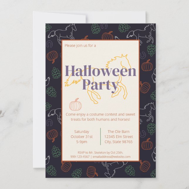Invitación Clásica fiesta de halloween en el centro de equita (Anverso)