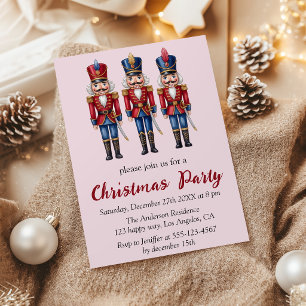 Invitación Clásica Fiesta de Navidad del Cascanueces Rojo y A