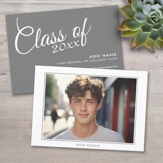 Invitación Clásica fiesta moderna de graduación del marco fot (Custom Graduation Announcement)