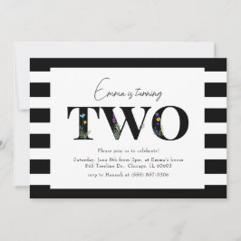 Invitación clásica floral de segundo cumpleaños