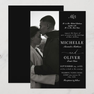 Invitación Clásica foto de boda elegante caligrafía