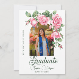 Invitación Clásica foto de jardín de flores de rosa graduació