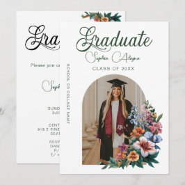 Invitación Clásica foto de jardín de flores de rosa graduació