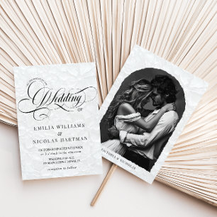 Invitación Clásica fotografía de boda con caligrafía romántic