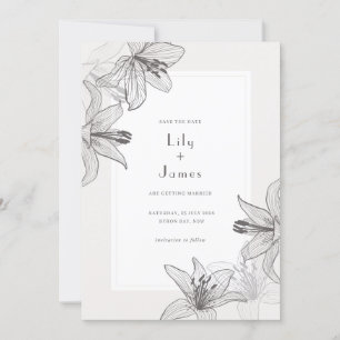 Invitación Clásica Ilustración Floral Lilies Guardar fecha
