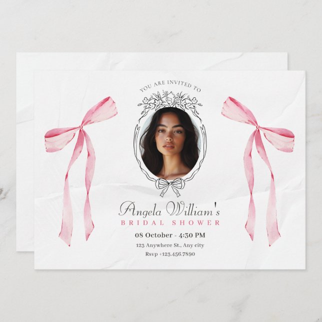 Invitación Clásica imagen elegante de arco rosa ducha de novi (Anverso / Reverso)