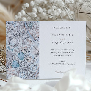 Invitación Clásica Lily Dorada Elegante Boda Pastel Morris