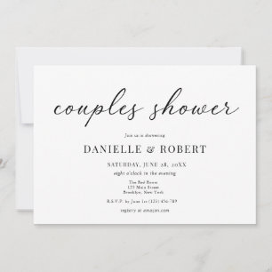 Invitación Clásica lluvia de boda de parejas con letra elegan