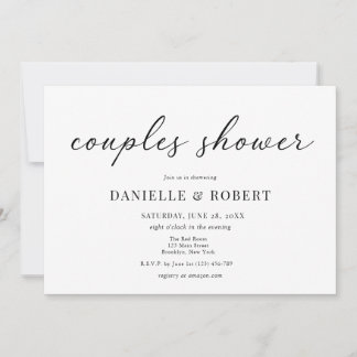 Invitación Clásica lluvia de boda de parejas con letra elegan