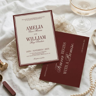Invitación Clásica Lujosa Boda Burgundy de Antiguo Dinero