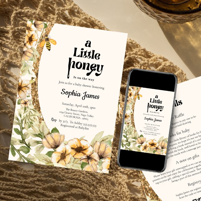 Invitación Clásica | Mamá a abejas |Una pequeña ducha de bebé (Subido por el creador)