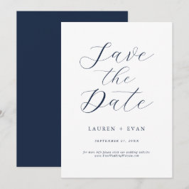 Invitación Clásica Marina Azul Romántica Salva la fecha