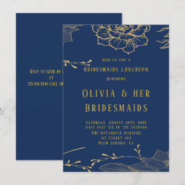 Invitación Clásica Marina Oro Azul Rachel Bridesmaids Luncheo