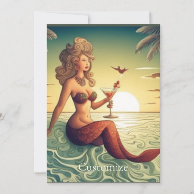 Invitación Clásica Martini Mermaid Thunder_Cove (Anverso)
