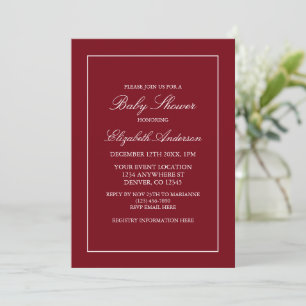 Invitación clásica minimalista roja para baby show