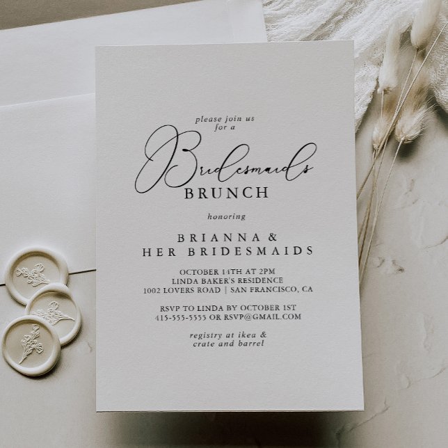 Invitación Clásica Moda Minimalista Bridesmaids Ducha Brunch (Subido por el creador)