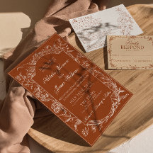 Clásica Naranja Quemada Floral Boho Terracota Boda