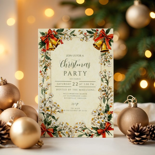 Invitación Clásica Navidad con Verdor (Subido por el creador)