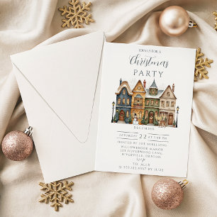 Invitación Clásica Navidad de Pueblo Festivo