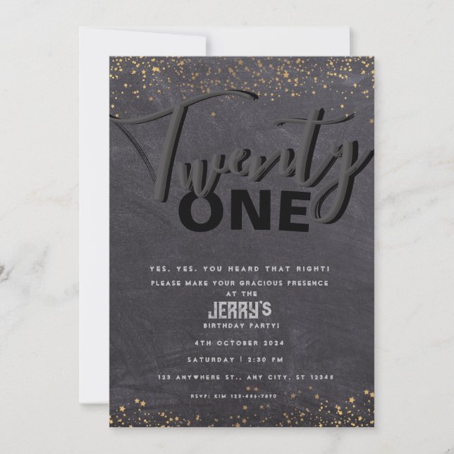 Invitación clásica negra (Anverso)