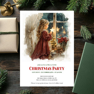 Invitación Clásica niña victoriana esperando a Santa Digit