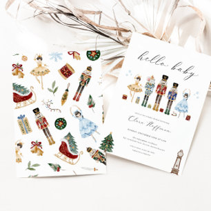 Invitación clásica nutcracker Baby Shower diciembr