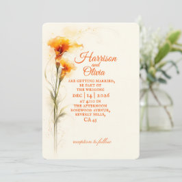 Invitación Clásica Orquídea de Lirio de Agua Naranja Floral B