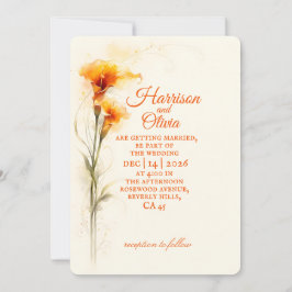 Invitación Clásica Orquídea de Lirio de Agua Naranja Floral B