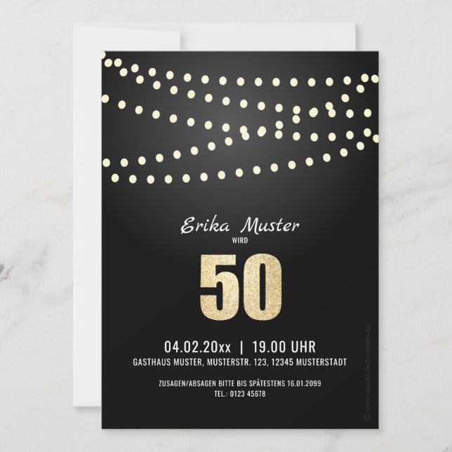Invitación clásica & precioso 50. Cumpleaños (Anverso)