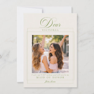 Invitación Clásica propuesta de foto de dama de honor en verd