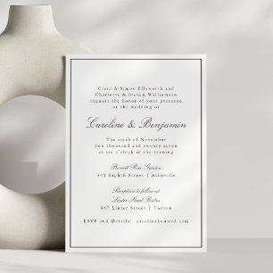 Invitación Clásica respuesta de boda con borde marrón y letra