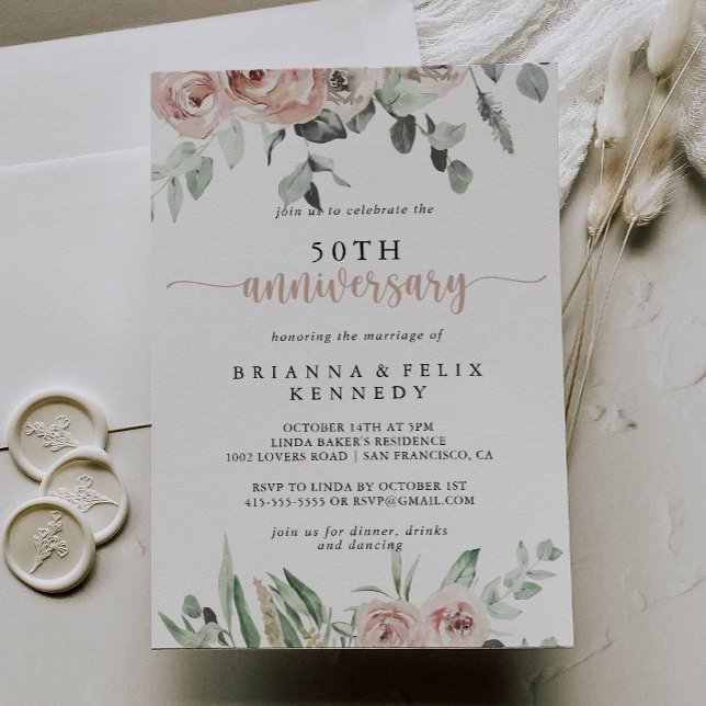 Invitación Clásica rosa polvorienta rosa aniversario de bodas (Subido por el creador)