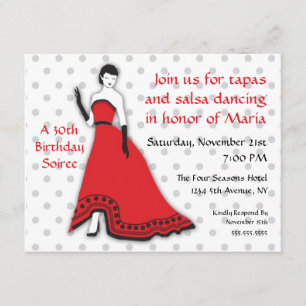 Invitación Clásica señorita de color rojo