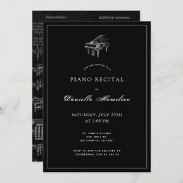 Invitación clásica simple de piano negro