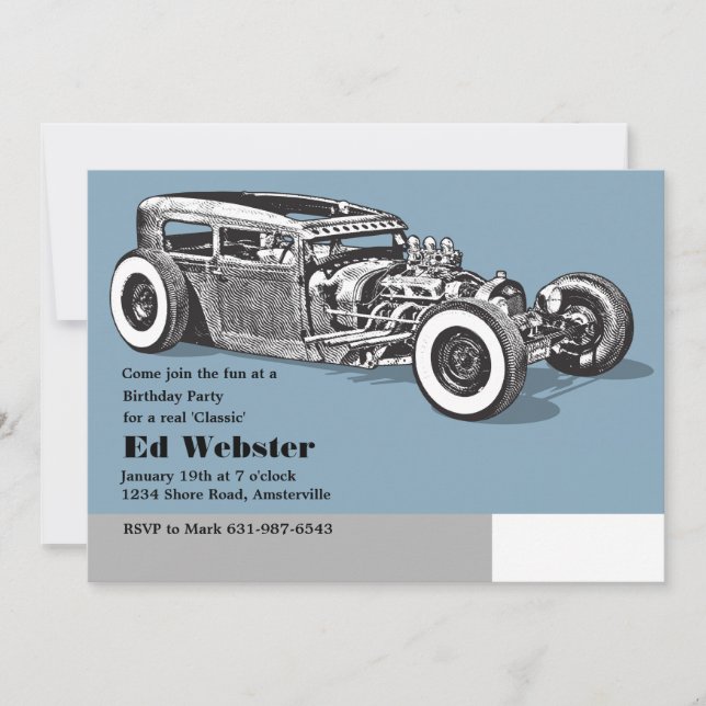 Invitación clásica verdadera del cumpleaños (Anverso)