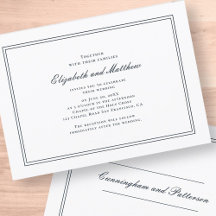 Invitación clásica y simple de matrimonio elegante