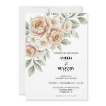 Clásicas flores de beige suave verde de boda