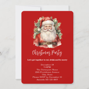 Invitación Clásicas Navidades Santa Claus Sonriendo Navidad