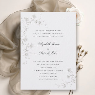 Invitación Clásicas Rosas Silvestres Formales Perlas de Arte