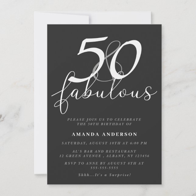 Invitación Clásico 50 y fabuloso 50 cumpleaños (Anverso)