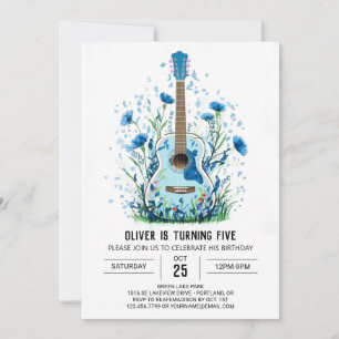 Invitación Clásico acuarela Guitar Boy Cumpleaños