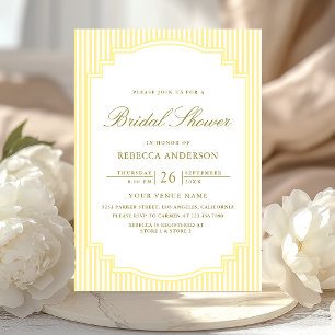 Invitación Clásico Amarillo Rayado Foto Ducha Nupcial