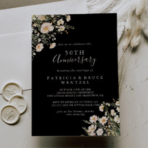 Invitación Clásico aniversario de Boda Black 50