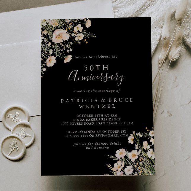 Invitación Clásico aniversario de Boda Black 50 (Subido por el creador)