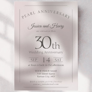 Invitación Clásico aniversario de bodas de perla 30